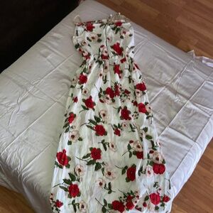 SHEIN Floral Maxi Dress - Red and White